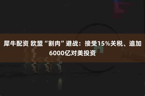 犀牛配资 欧盟“割肉”避战：接受15%关税、追加6000亿对美投资